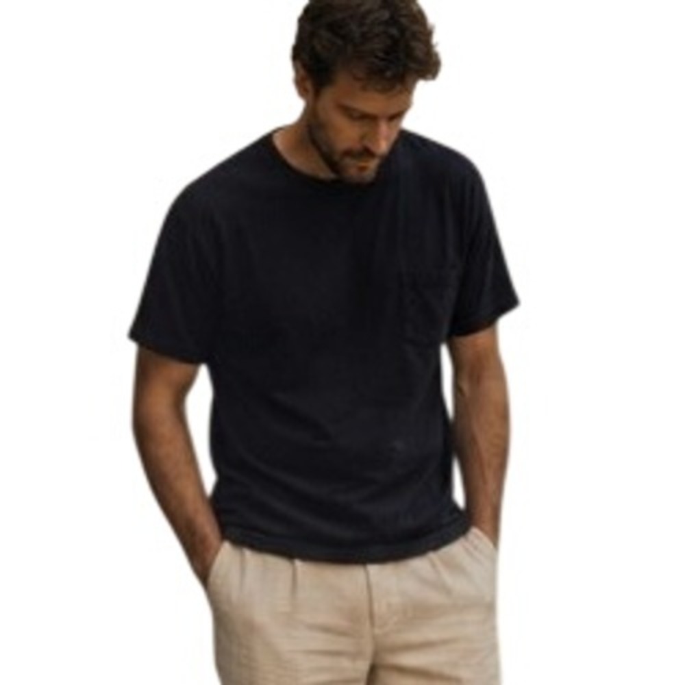Cotton Tee Shirt Heavyweight Classic Fit Pocket Large Black Minimalist Normcore